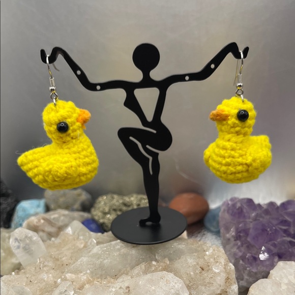 Jewelry - 3.1.26-3 Yellow Crochet Duck Eurostyle Earrings